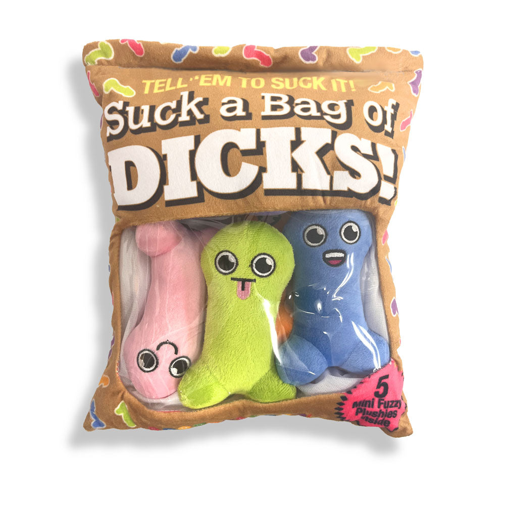 Suck A Bag Of Dicks Plushy Pillows - Mini Fuzzy Dicky Plushy Pillows - Set of 5