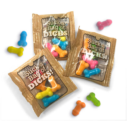 Suck A Bag Of Dicks Counter Display - Fruit Flavoured Lollies - Counter Display of 100 Party Packs