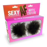 Sexy AF - Nipple Couture Black Marabou - Black Marabou Reuseable Nipple Pasties - Image 1