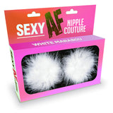 Sexy AF - Nipple Couture White Marabou - White Marabou Reuseable Nipple Pasties - Image 1