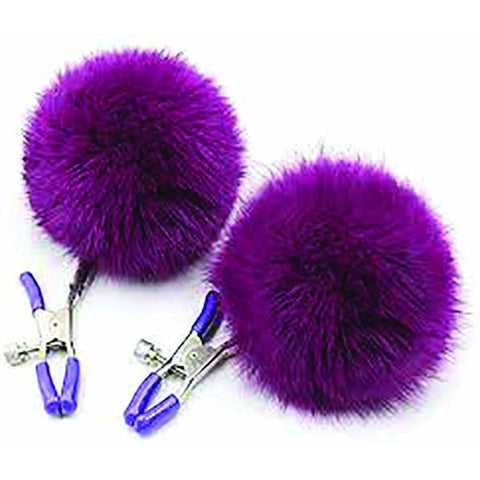 Sexy AF - Clamp Couture Purple Puff Balls - Purple Puff Balls Nipple Clamps - Image 1