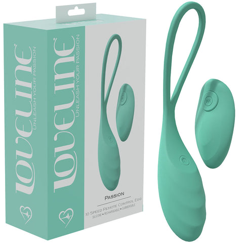 LOVELINE Passion - Green - Green USB Rechargeable Vibrating Egg with Wireless Remote - Image 1