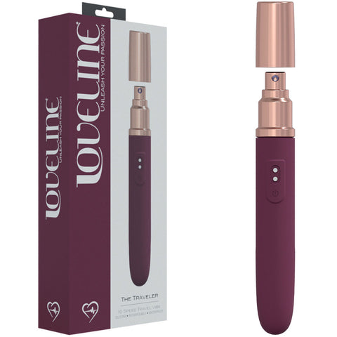 LOVELINE The Traveler - Burgundy - Burgundy 17.6 cm USB Rechargeable Vibrator with Lube Applicator - Image 1