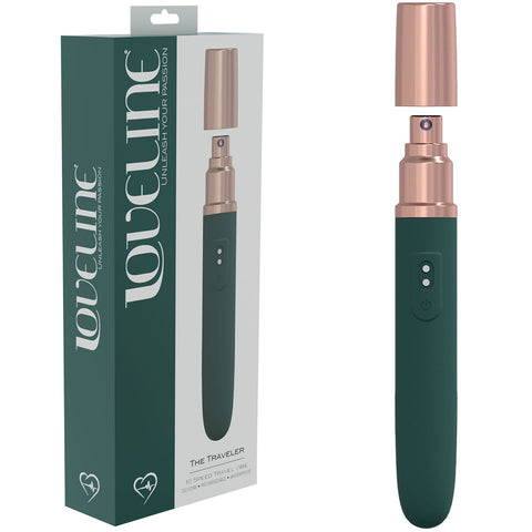 LOVELINE The Traveler - Green - Green 17.6 cm USB Rechargeable Vibrator with Lube Applicator - Image 1