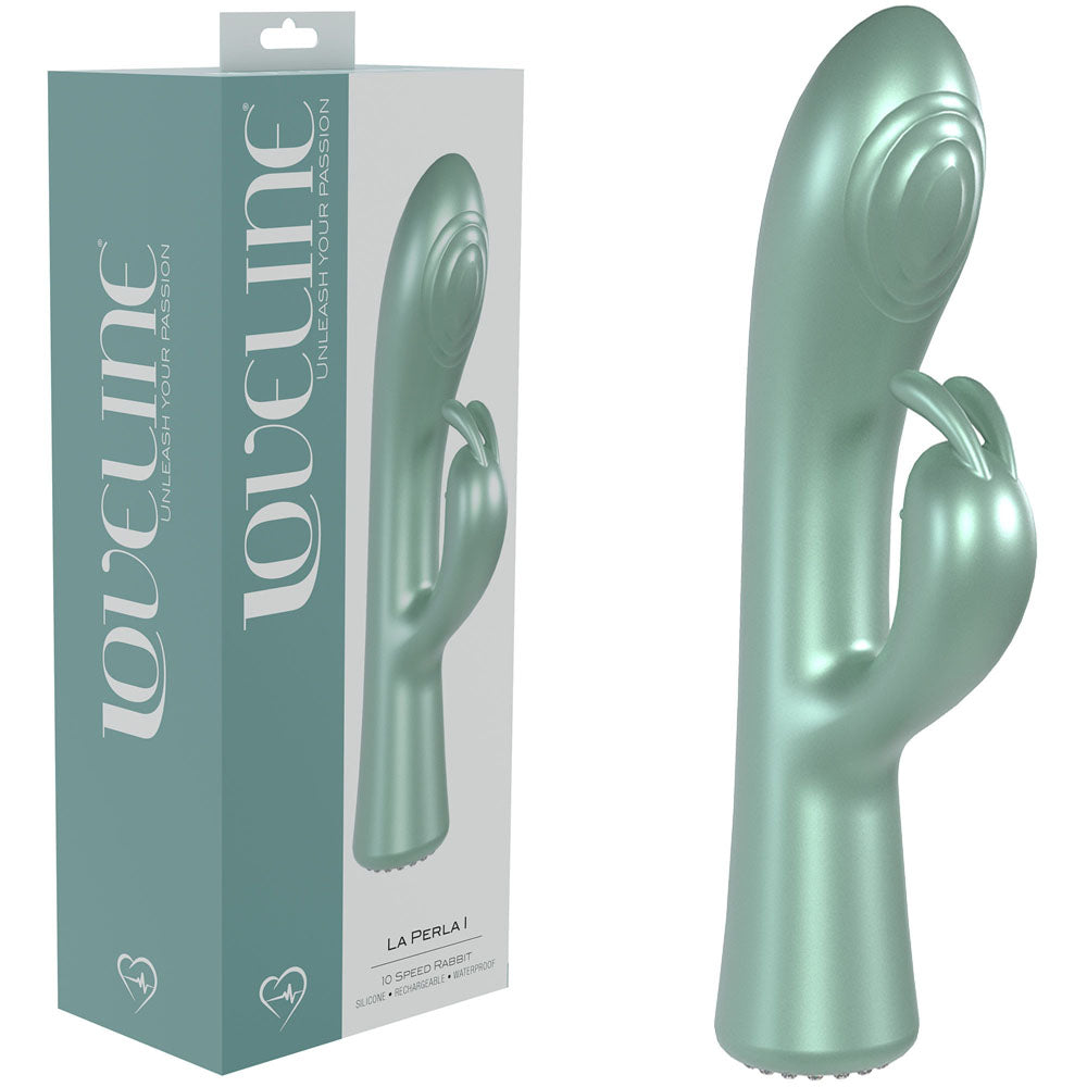LOVELINE La Perla I - Pearlescent 19.2 cm USB Rechargeable Rabbit Vibrator - Green