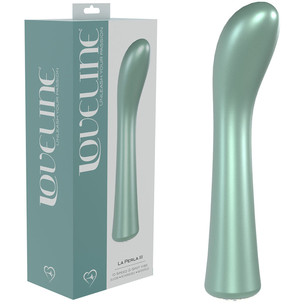 LOVELINE La Perla III - Pearlescent 19.2 cm USB Rechargeable Vibrator - Green