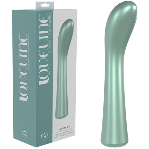 LOVELINE La Perla III - Green - Pearlescent Green 19.2 cm USB Rechargeable Vibrator - Image 1