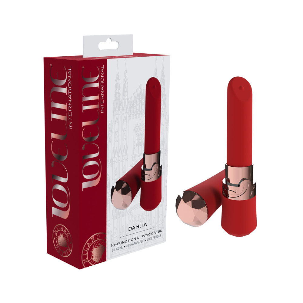 LOVELINE Dahlia - Red 12.5 cm USB Rechargeable Lipstick Vibrator