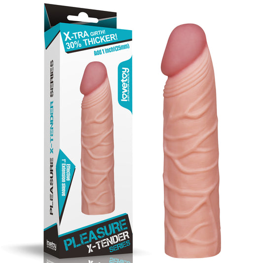 Pleasure X-Tender 1'' Sleeve - Flesh (1'') Penis Extension -flesh