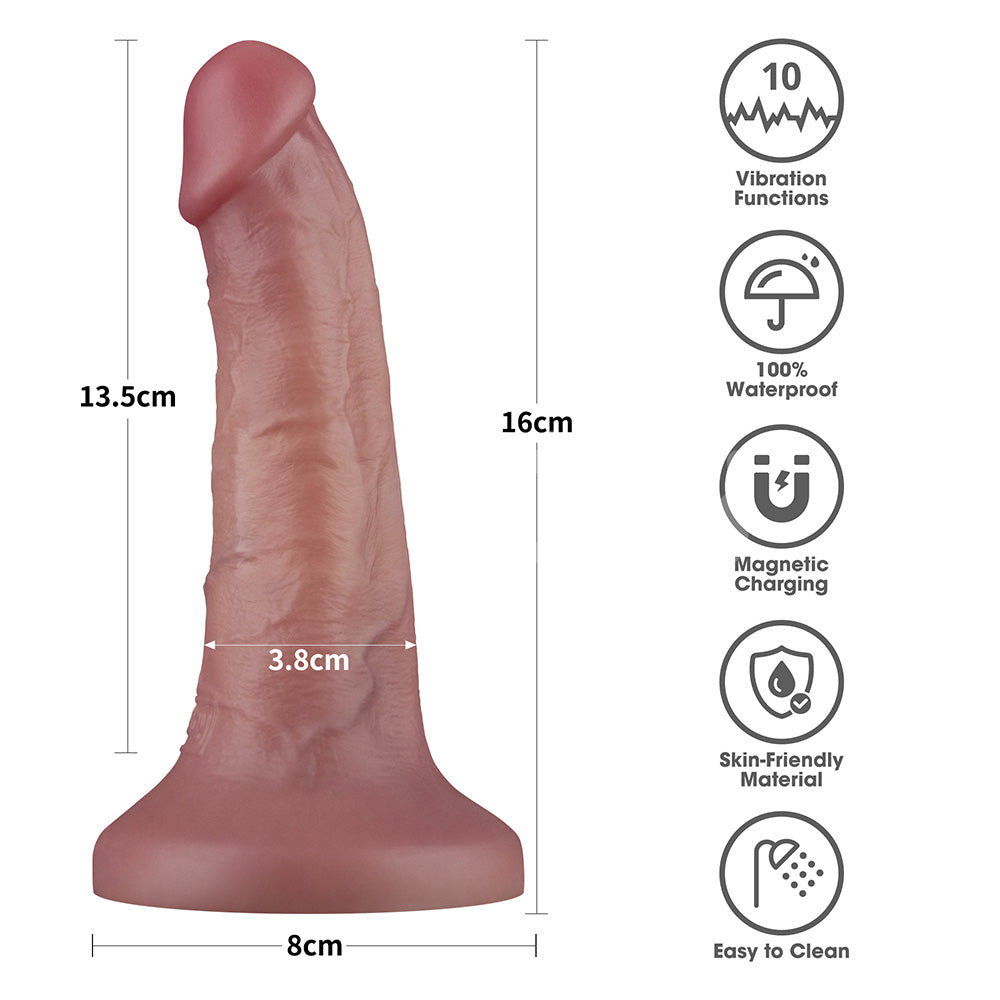 Dual Density Power Cock - 6 Inch Flesh 16 cm Vibrating Dong