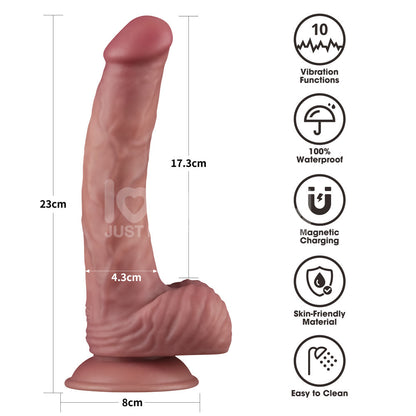 Dual Density Power Cock - 9 Inch Flesh 23 cm Vibrating Dildo