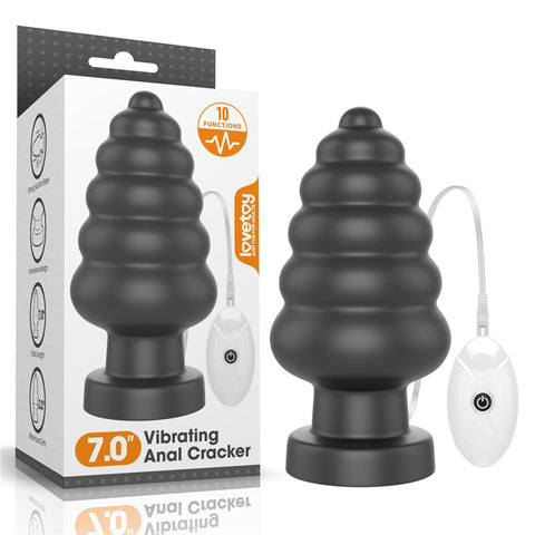 King Sized 7'' Vibrating Anal Cracker - Black 17.8 cm XL Vibrating Butt Plug - Image 1