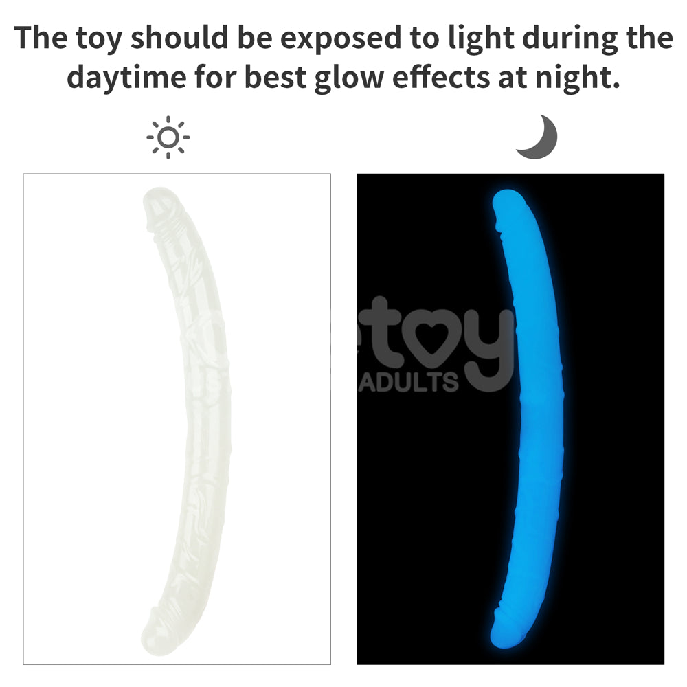 Lumino Play 18.5'' Double Dildo - Glow in the Dark Blue Double Dong