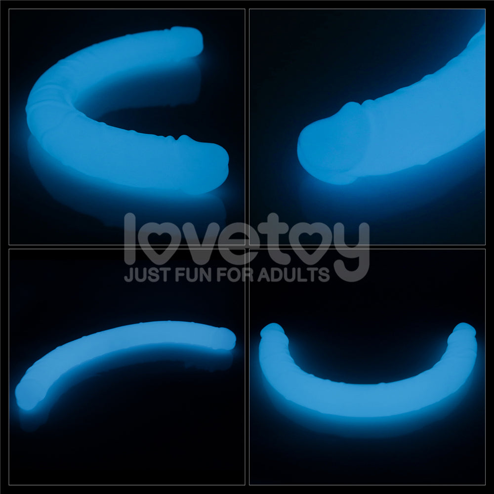 Lumino Play 18.5'' Double Dildo - Glow in the Dark Blue Double Dong