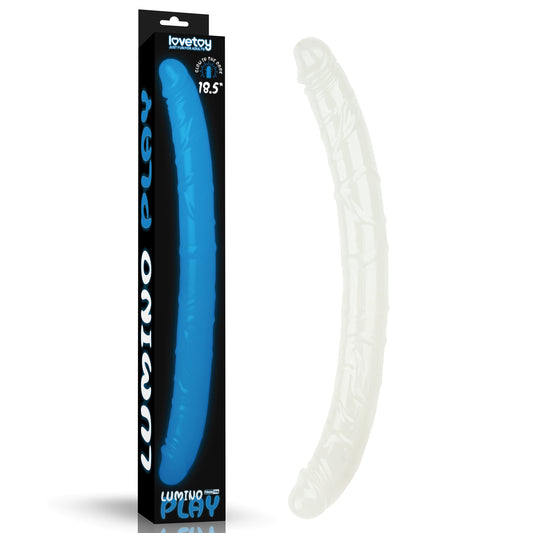 Lumino Play 18.5'' Double Dildo - Glow in the Dark Blue Double Dong