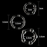 Power Plus Triple Beaded Ring Set - Clear Cock Rings - Set of 3 - Image 3
