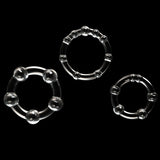 Power Plus Triple Beaded Ring Set - Clear Cock Rings - Set of 3 - Image 7