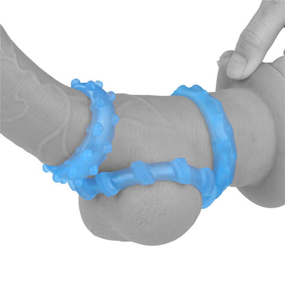 Lumino Play Penis Rings 3 Pack - Glow in the Dark Blue Cock Rings