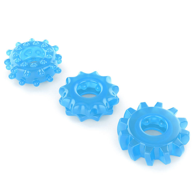 Lumino Play Penis Rings 3 Pack - Glow in the Dark Blue Cock Rings