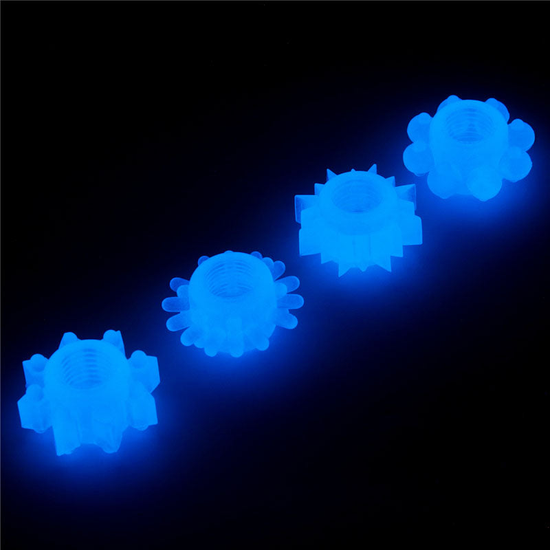 Lumino Play Penis Rings 4 Pack - Glow in the Dark Blue Cock Rings