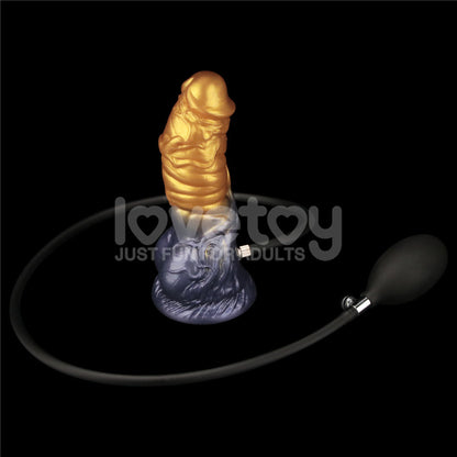 Aerosx 7.5 Inch Dual Density Inflatable Dildo - Gold/Blue Inflatable