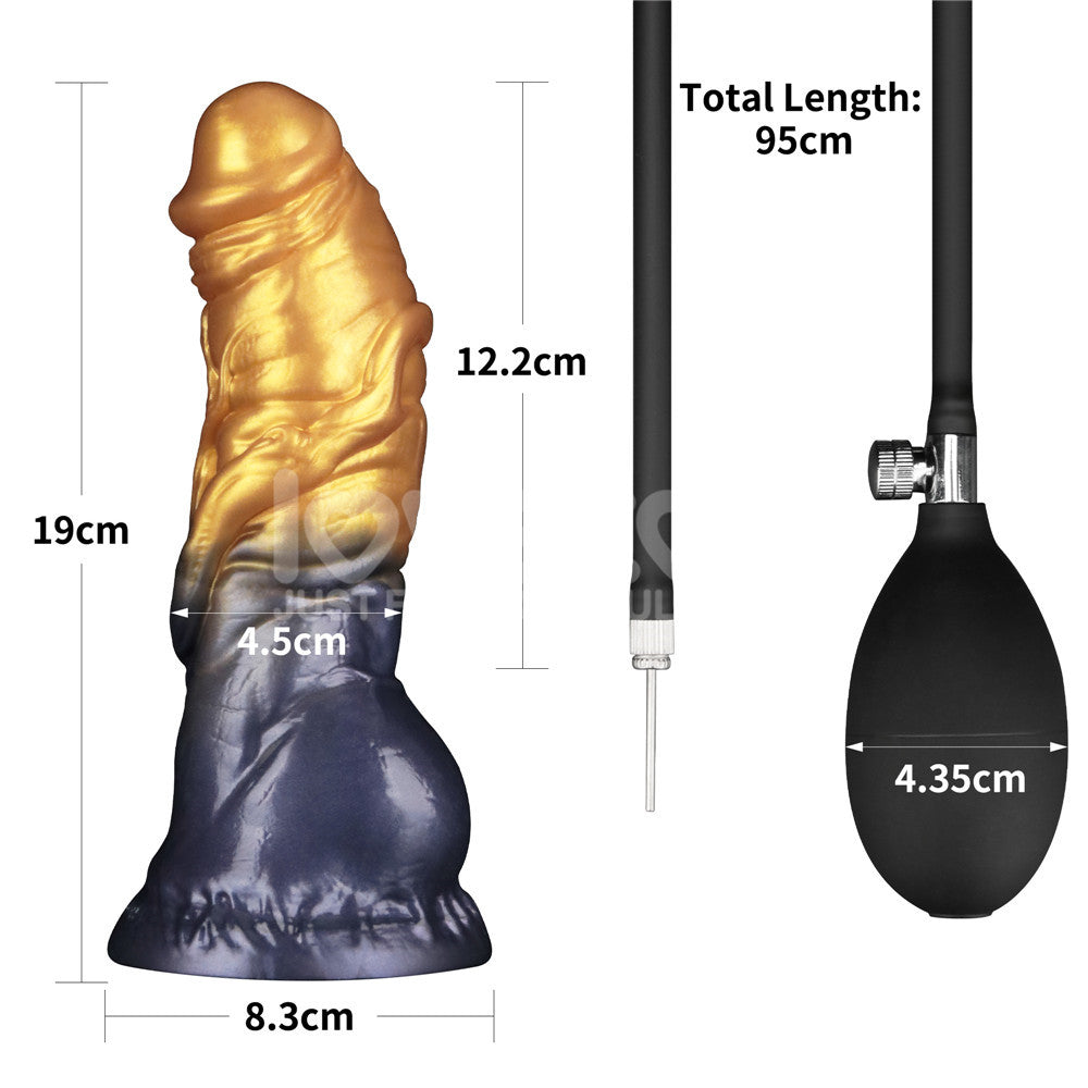 Aerosx 7.5 Inch Dual Density Inflatable Dildo - Gold/Blue Inflatable