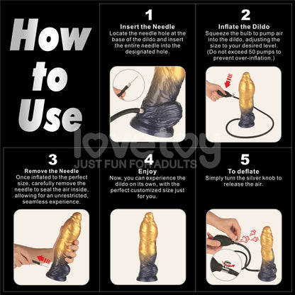 Aerosx 10 Inch Dual Density Inflatable Dildo - Gold/Blue Inflatable