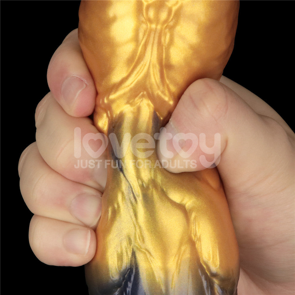 Aerosx 10 Inch Dual Density Inflatable Dildo - Gold/Blue Inflatable