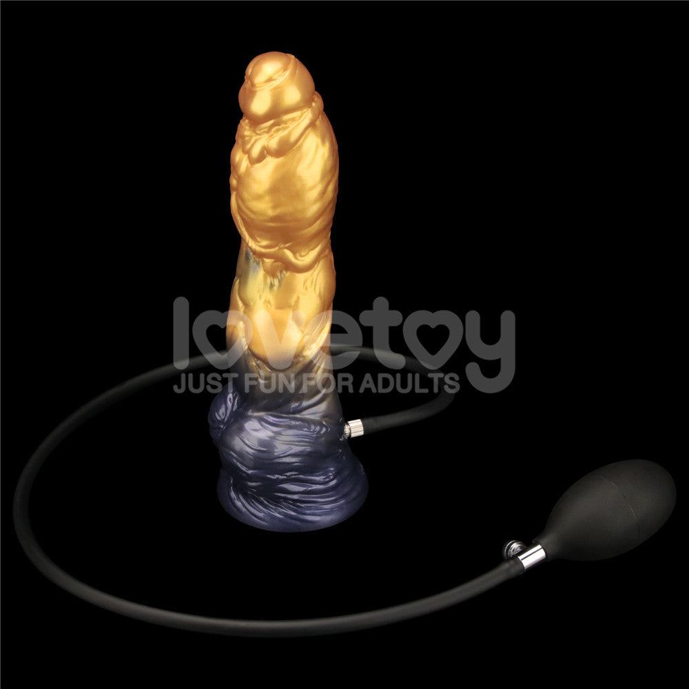 Aerosx 10 Inch Dual Density Inflatable Dildo - Gold/Blue Inflatable