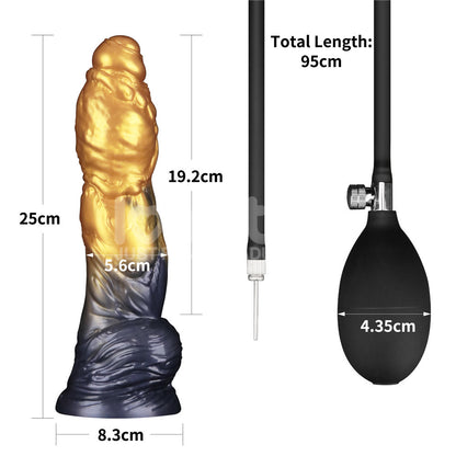 Aerosx 10 Inch Dual Density Inflatable Dildo - Gold/Blue Inflatable