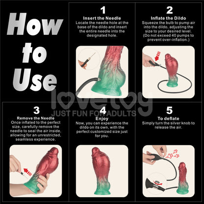 Aerosx 8 Inch Dual Density Inflatable Dildo - Red/Green Inflatable