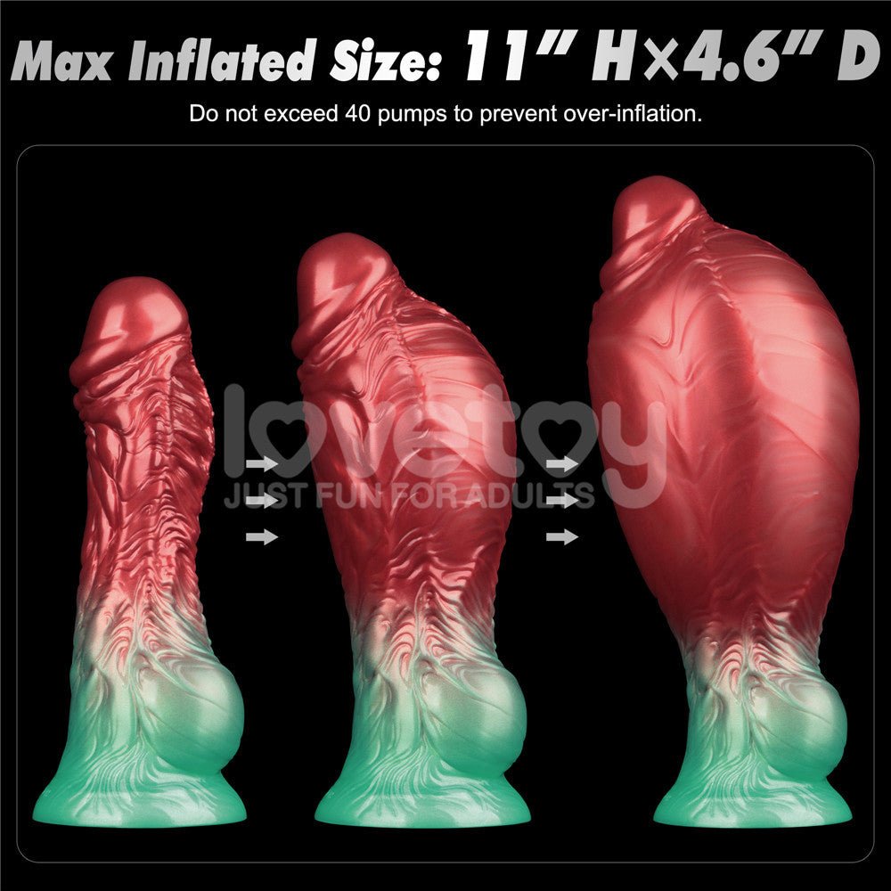 Aerosx 8 Inch Dual Density Inflatable Dildo - Red/Green Inflatable