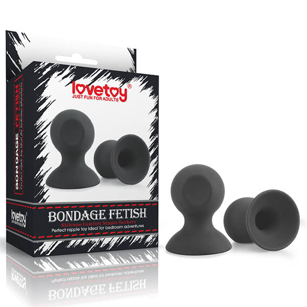 Bondage Fetish Silicone Comfort Nipple Suckers - Black - Set of 2 - Image 1