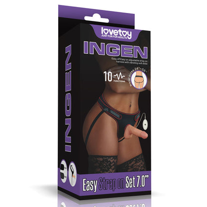 Ingen Vibrating Easy Strap-On Set - Flesh 17.8 cm (7'') Vibrating Strap-On