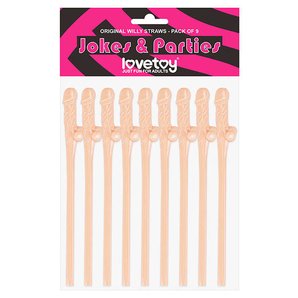 Jokes & Parties Original Willy Straws - Flesh Dicky Straws - Set of 9 - Image 1