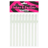 Jokes & Parties Glow In The Dark Willy Straws - Glow in Dark Dicky Straws - Set of 9 - Image 1