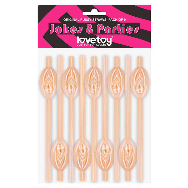 Jokes & Parties Original Pussy Straws - Flesh Pussy Straws - Set of 9 - Image 1