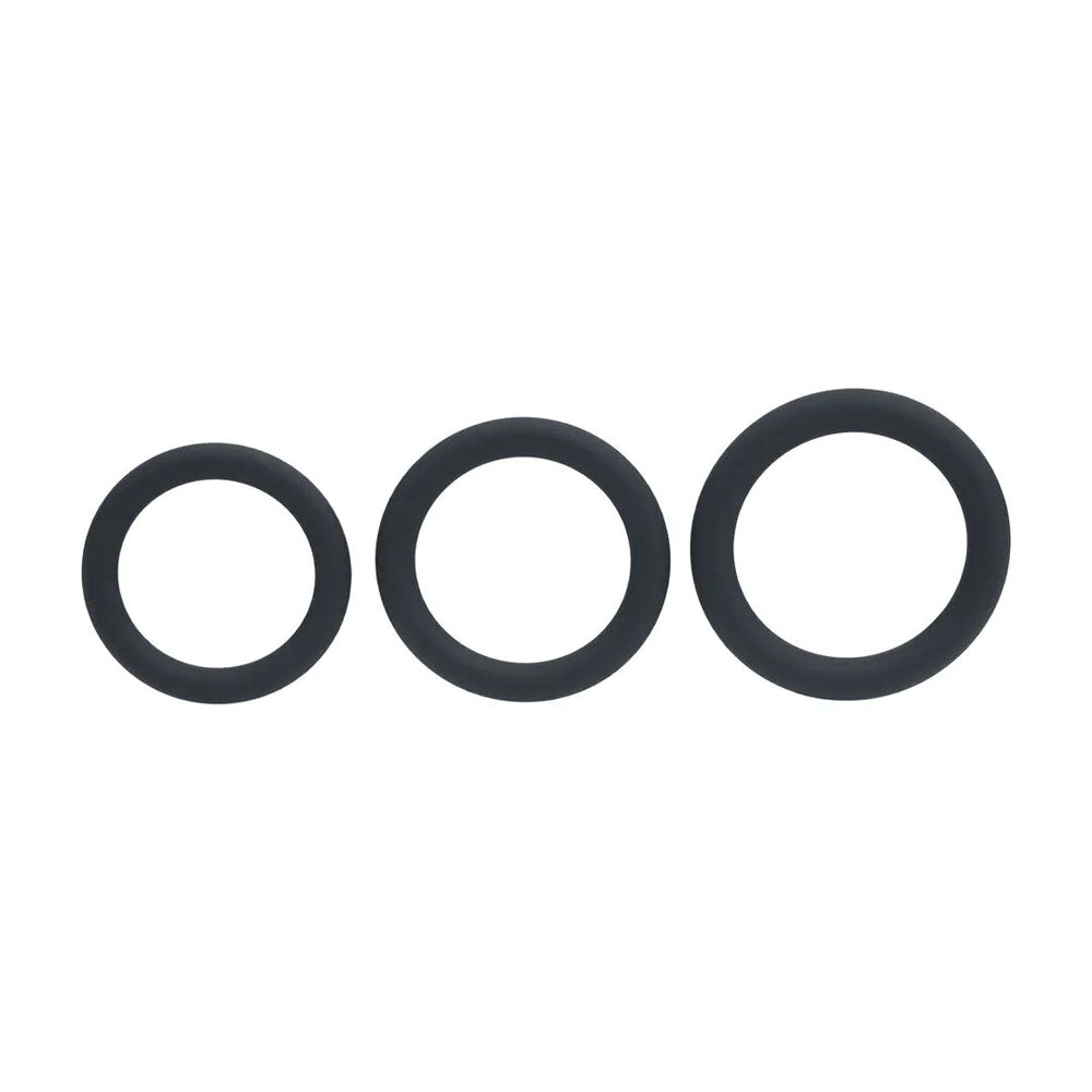 LEVELZ Classic Silicone Cock Ring Set - L/XL/XXL - Black Cock Rings