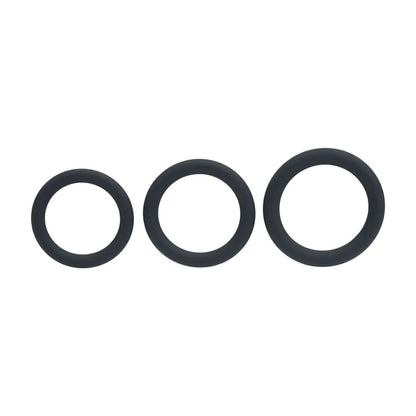 LEVELZ Classic Silicone Cock Ring Set - L/XL/XXL - Black Cock Rings