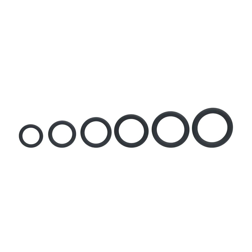 LEVELZ Classic Silicone Cock Ring Set of 6 - Black Cock Rings