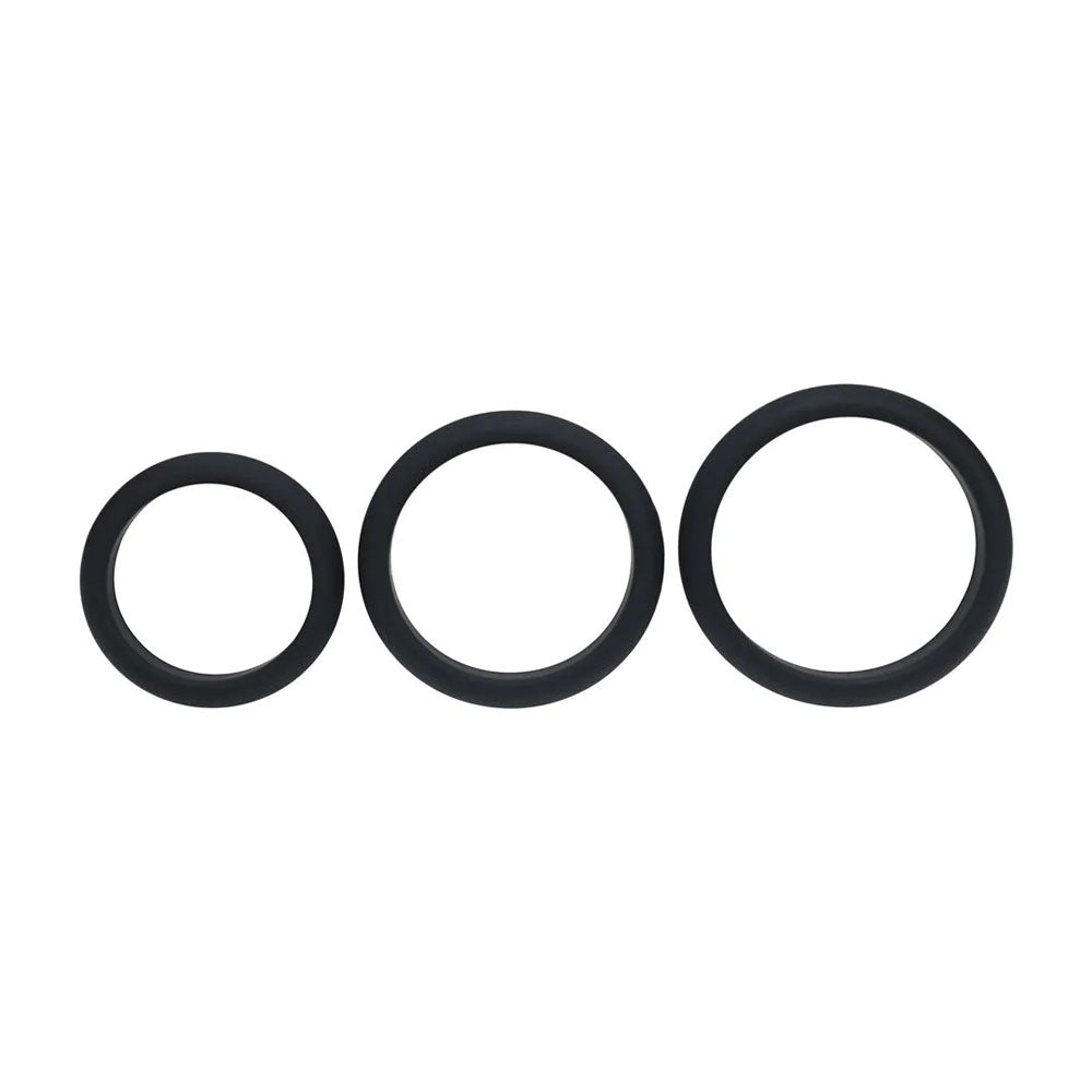 LEVELZ Wide O Silicone Cock Ring Set of 3 - L/XL/2X Cock Rings