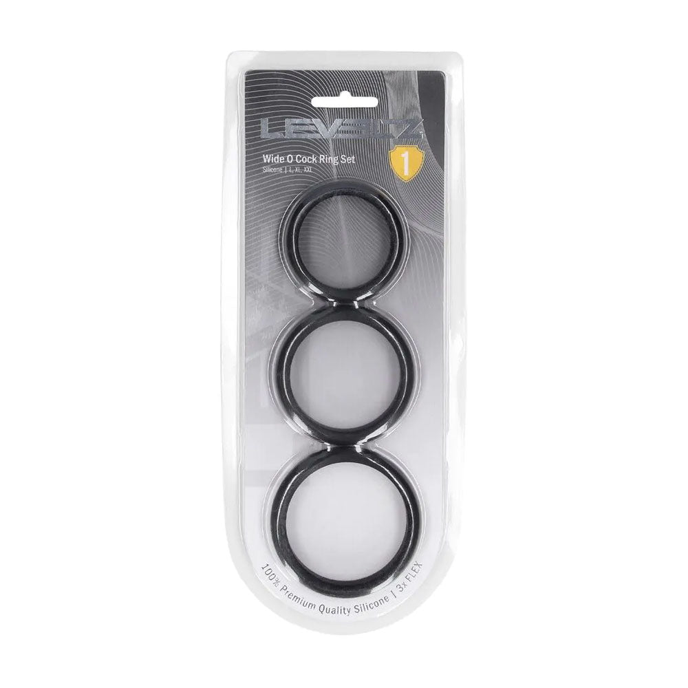 LEVELZ Wide O Silicone Cock Ring Set of 3 - L/XL/2X Cock Rings