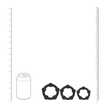 LEVELZ Beaded Silicone Cock Ring Set of 3 - Black Cock Rings