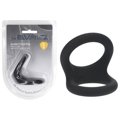 LEVELZ Double O Silicone Cock Ring - L - Black Cock & Balls Rings