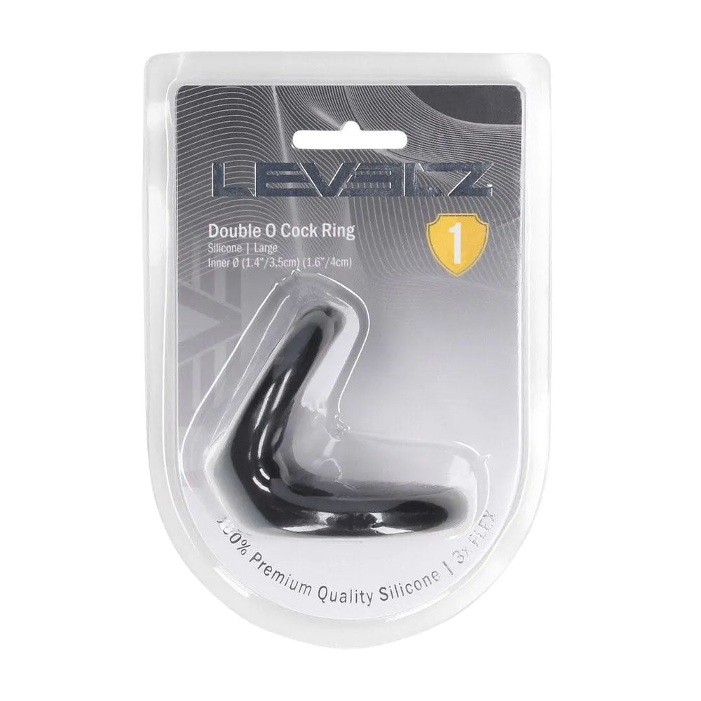 LEVELZ Double O Silicone Cock Ring - L - Black Cock & Balls Rings