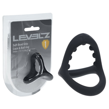 LEVELZ Soft Bead Grip Silicone Cock Ring - Black Cock & Balls Rings