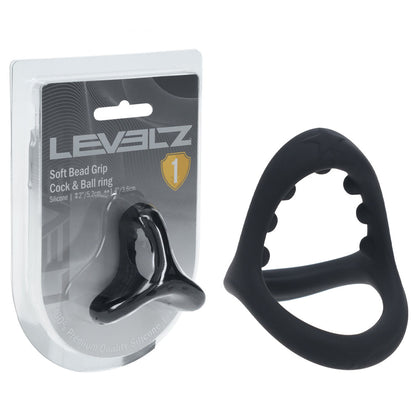 LEVELZ Soft Bead Grip Silicone Cock Ring - Black - Black Cock & Balls Rings