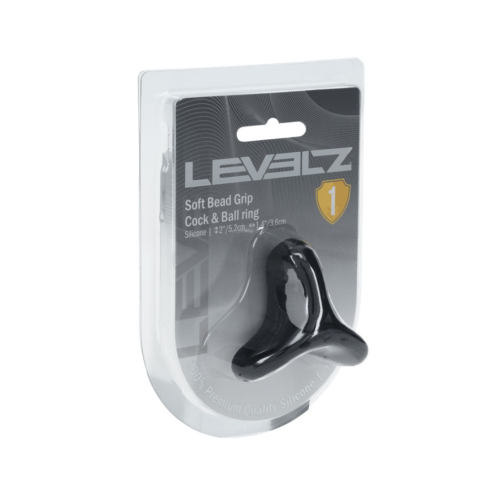 LEVELZ Soft Bead Grip Silicone Cock Ring - Black Cock & Balls Rings