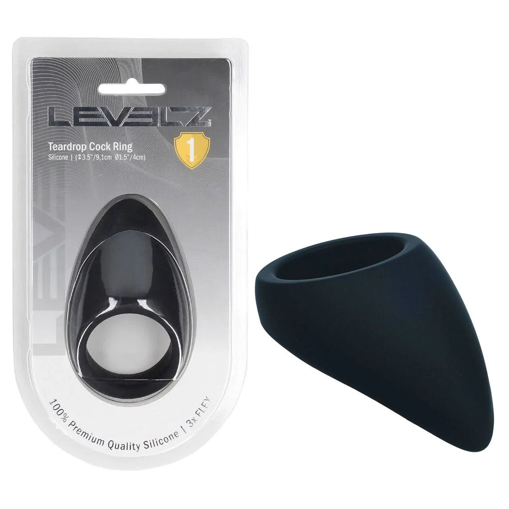 LEVELZ Teardrop Silicone Cock Ring - Black Cock Ring