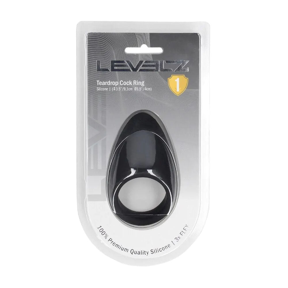LEVELZ Teardrop Silicone Cock Ring - Black Cock Ring